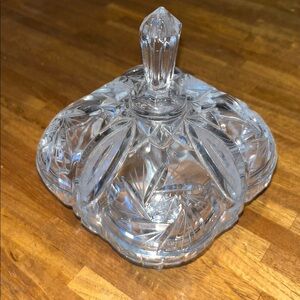 Bohemian Cut & Etched Crystal Lidded Bowl Pinwheel & Star
